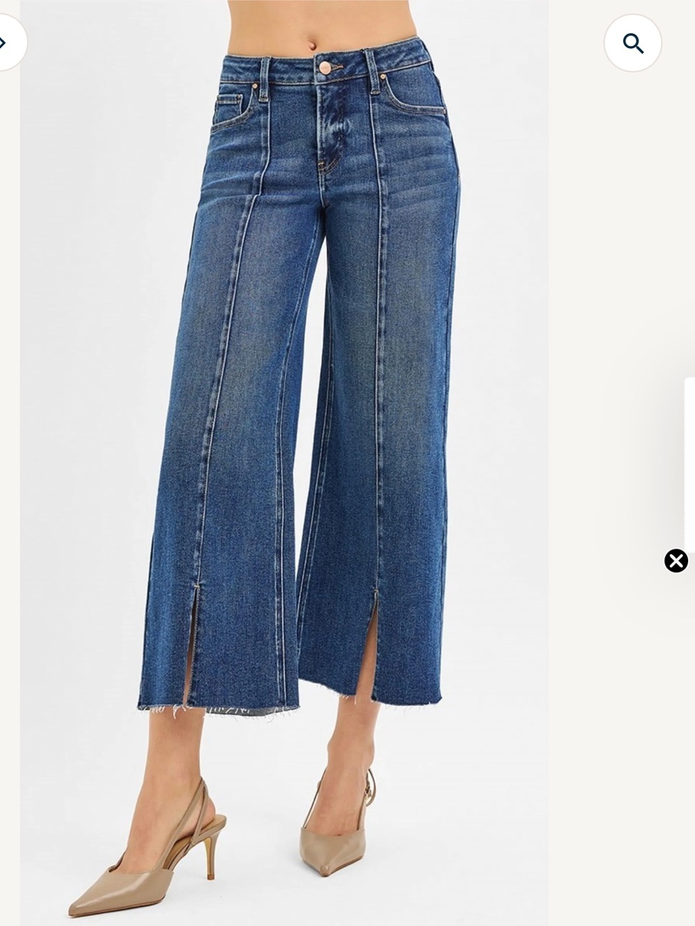 NWT RISEN JEANS Mid Rise Tummy Control Crop Wide Front Slit Jeans Dark Size 9/29